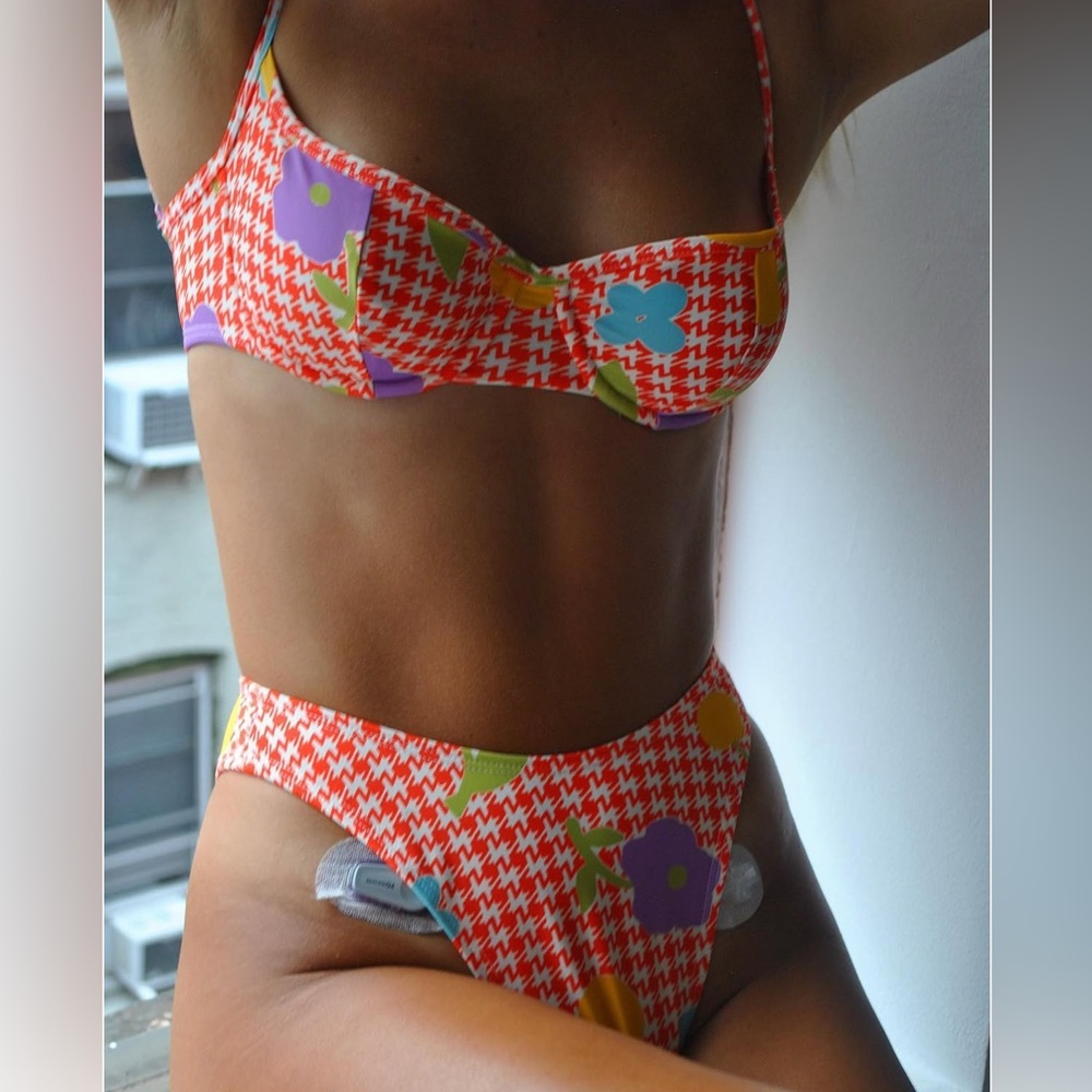 Mirror Palais Honey Child Orange Gingham Sweetheart Bra & High Waisted Bikini